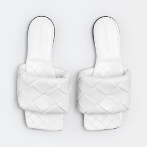 Bottega Veneta Lido Flat Sandal in color White, size 38